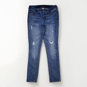 Maurices Jeans Womens S-S Jegging Skinny Distressed Blue Denim Measures 28 x 29
